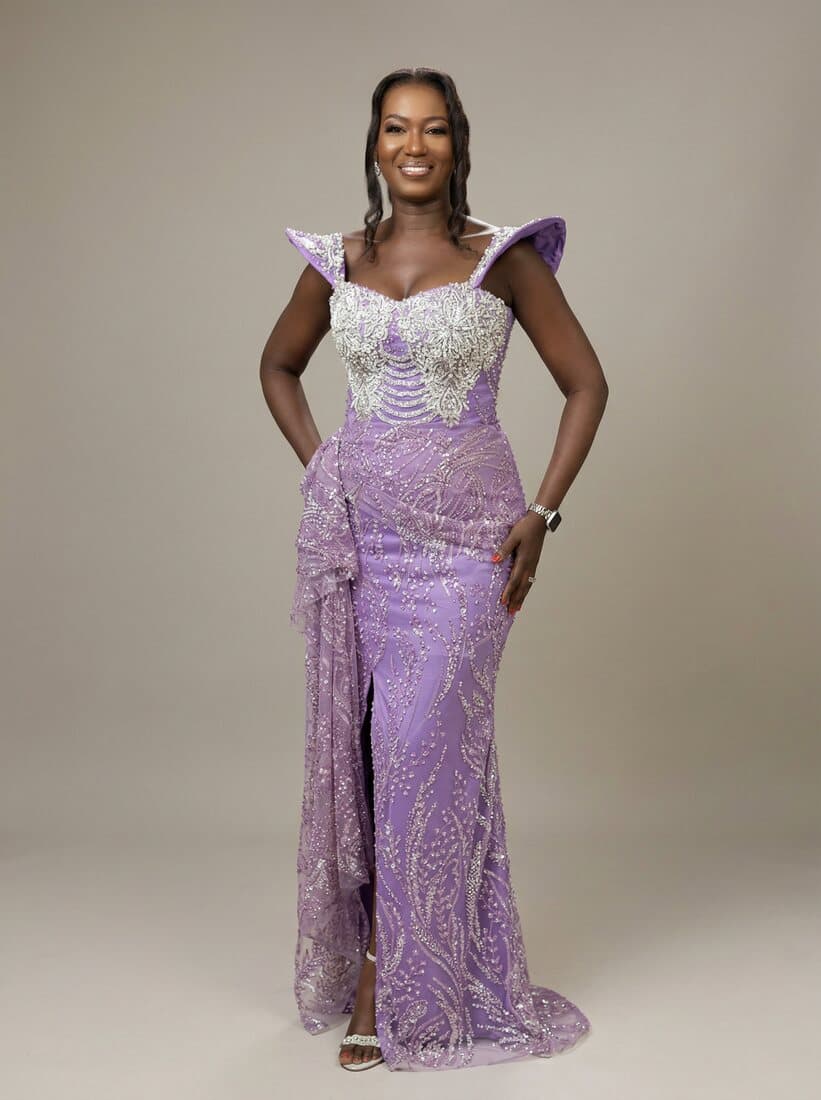 Lilac beaded gown