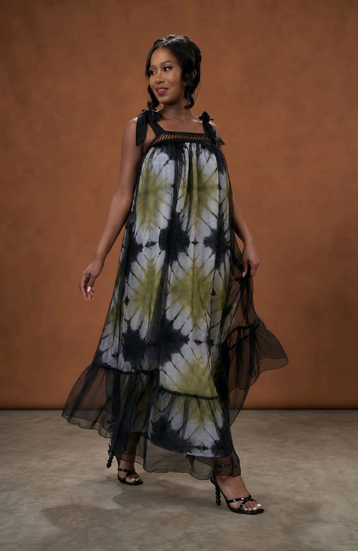 Ethereal Tie-Dye Maxi Dress (Black)